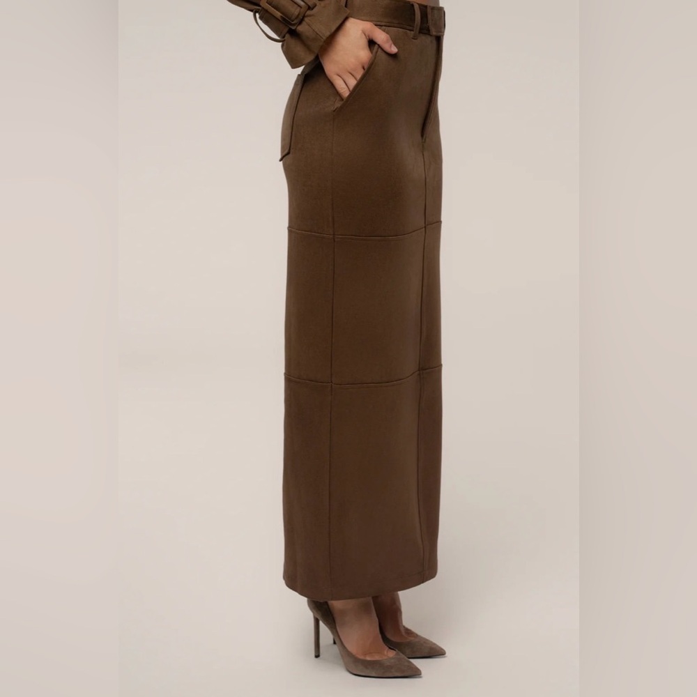 JLUXLABEL CHOCOLATE JOY SUEDE MAXI SKIRT NWT
